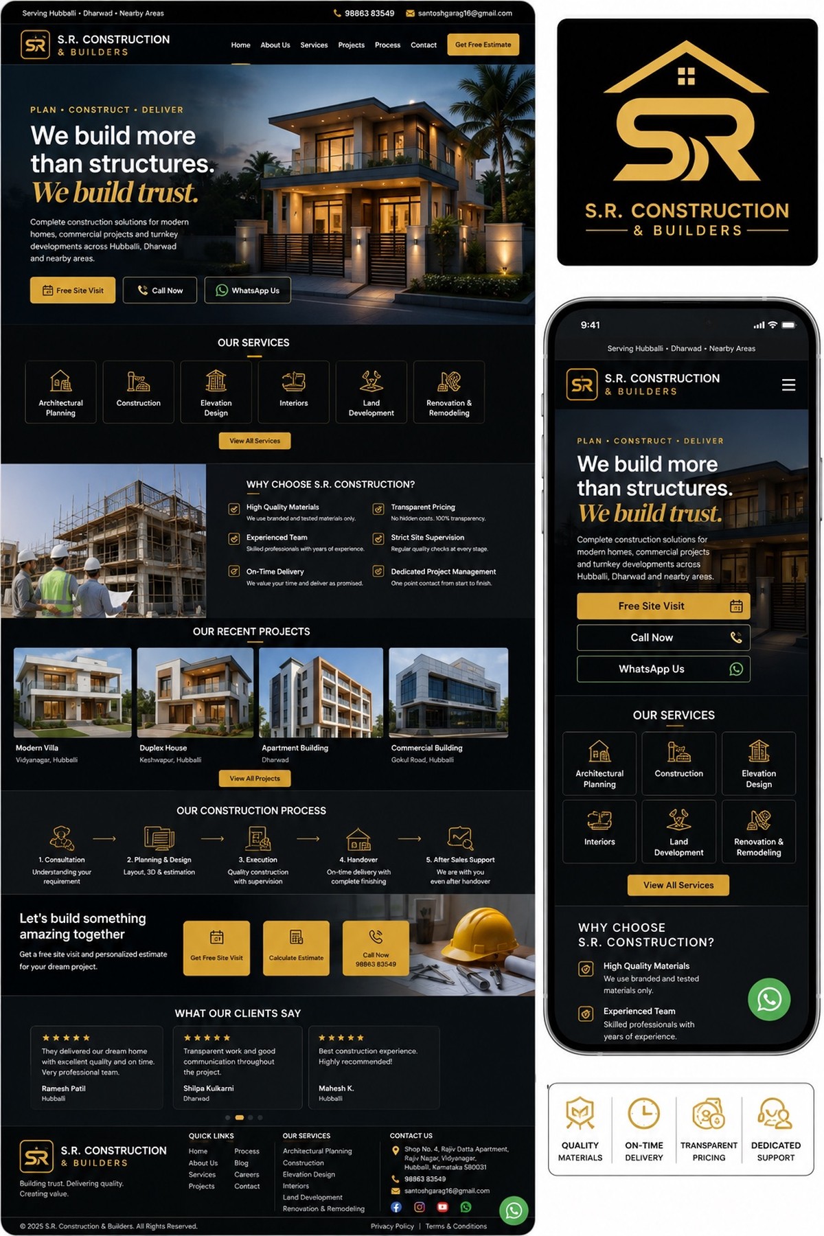 S.R. Construction & Builders website and brand showcase